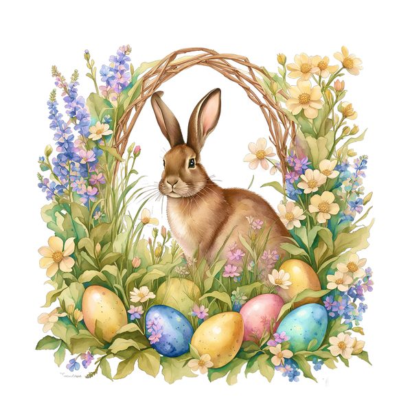 Easter Bunny Wonderland Clipart: Watercolor Spring Rabbits PNG - Commercial Use — image 3