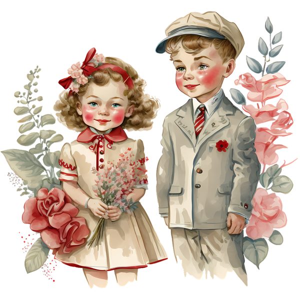 Happy Children Clipart: Golden Era Vintage 1950s Couples PNG - Commercial Use — image 1