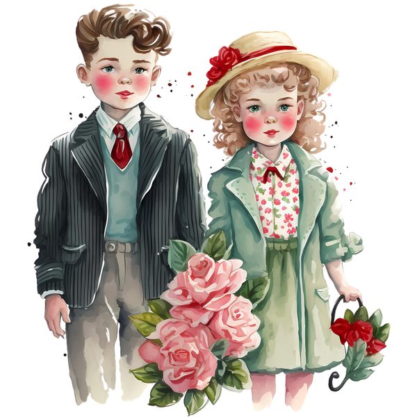 Happy Children Clipart: Golden Era Vintage 1950s Couples PNG - Commercial Use — image 3