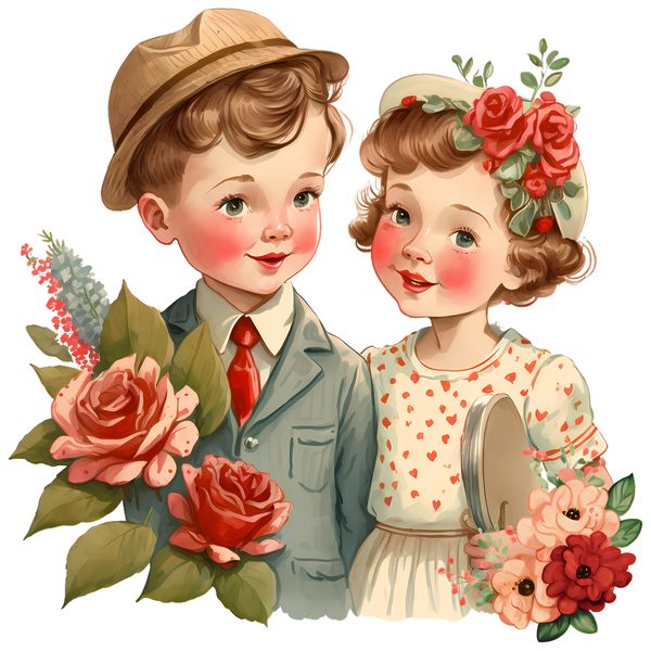 Happy Children Clipart: Golden Era Vintage 1950s Couples PNG - Commercial Use — image 4