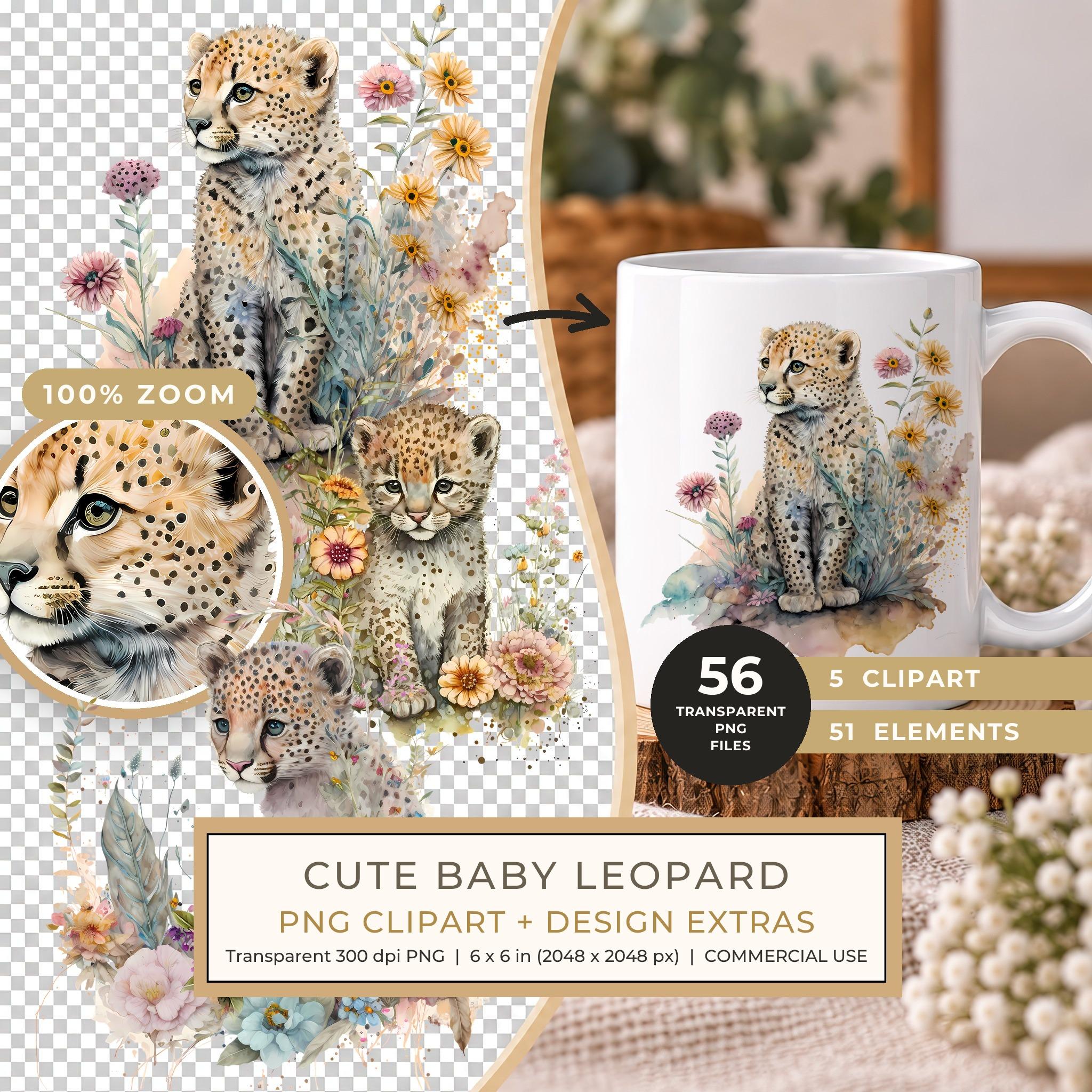 Cute Baby Leopard Clipart Collection PNG - Commercial Use