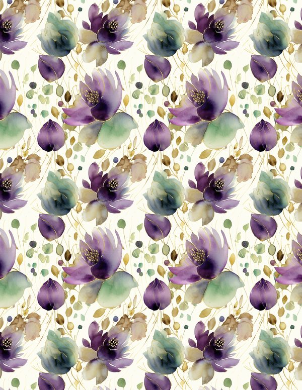 Purple Blooms Watercolor Digital Paper Kit: Printable Papers, Cards, Tags, Ephemera — image 4