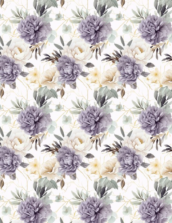 Purple Blooms Watercolor Digital Paper Kit: Printable Papers, Cards, Tags, Ephemera — image 6