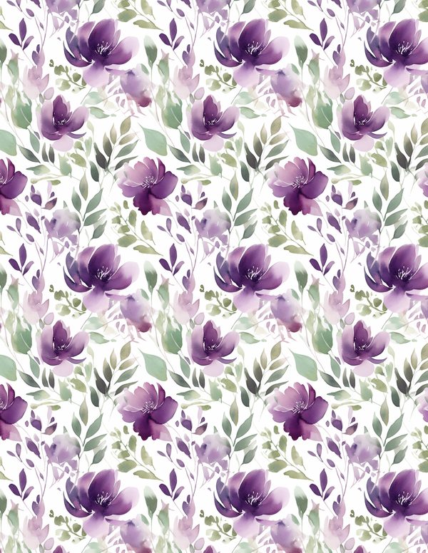 Purple Blooms Watercolor Digital Paper Kit: Printable Papers, Cards, Tags, Ephemera — image 7