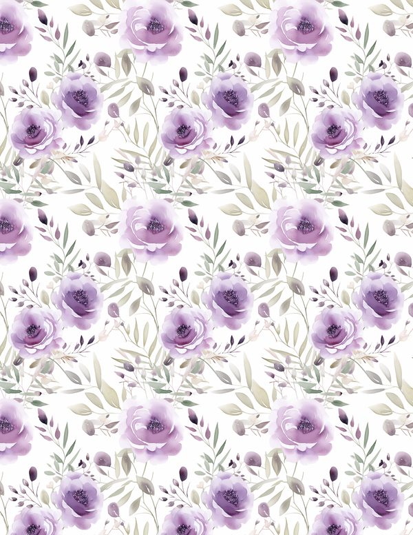 Purple Blooms Watercolor Digital Paper Kit: Printable Papers, Cards, Tags, Ephemera — image 9