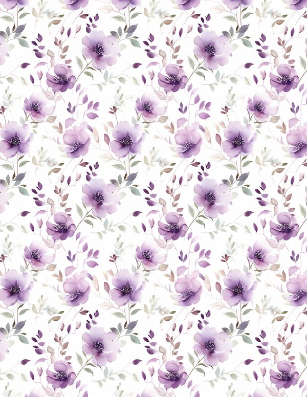 Purple Blooms Watercolor Digital Paper Kit: Printable Papers, Cards, Tags, Ephemera — image 12