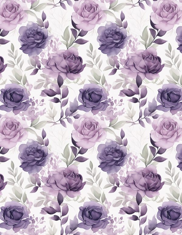 Purple Blooms Watercolor Digital Paper Kit: Printable Papers, Cards, Tags, Ephemera — image 13