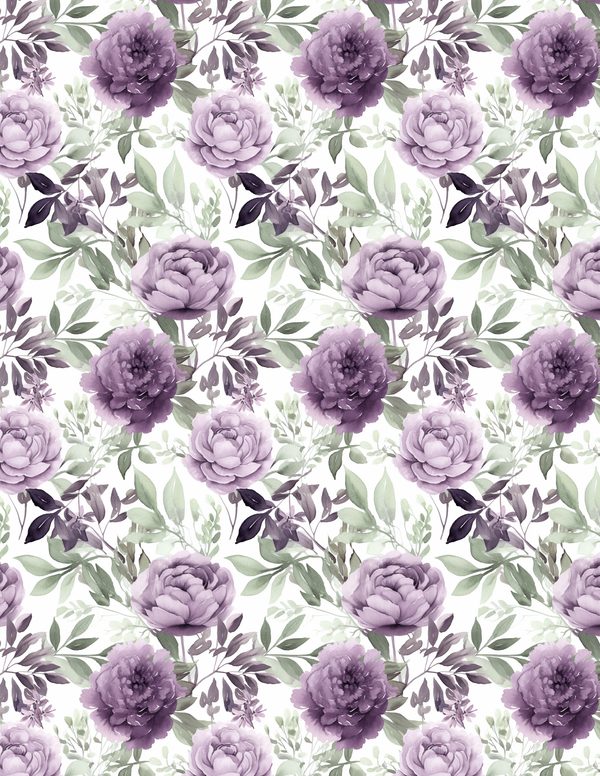 Purple Blooms Watercolor Digital Paper Kit: Printable Papers, Cards, Tags, Ephemera — image 14