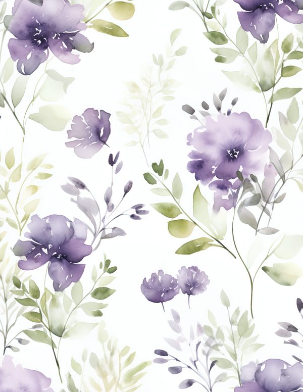 Purple Blooms Watercolor Digital Paper Kit: Printable Papers, Cards, Tags, Ephemera — image 15