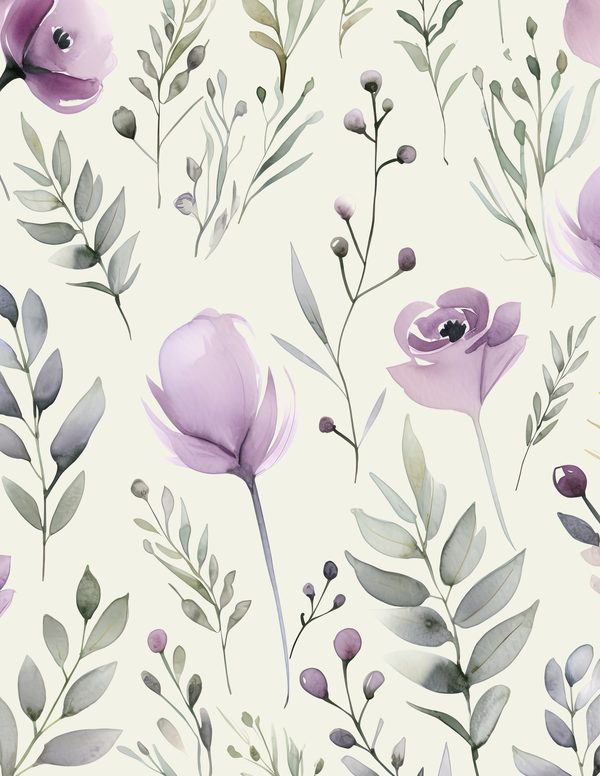 Purple Blooms Watercolor Digital Paper Kit: Printable Papers, Cards, Tags, Ephemera — image 16