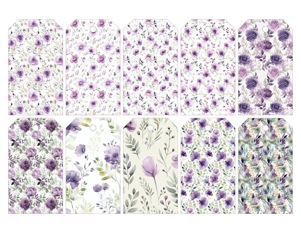 Purple Blooms Watercolor Digital Paper Kit: Printable Papers, Cards, Tags, Ephemera — image 33