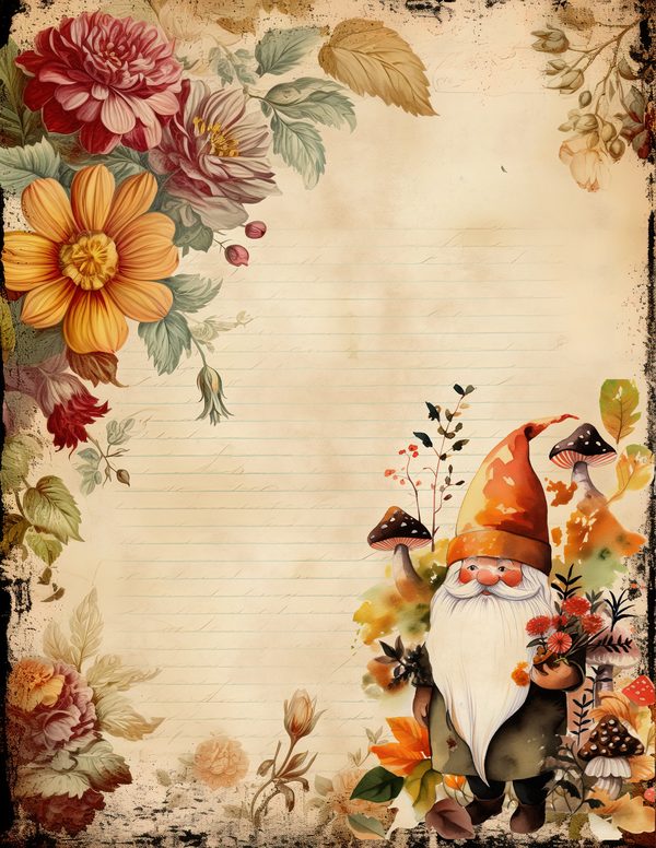 Autumn Garden Gnomes Watercolor Digital Paper Kit: Printable Papers, Cards, Tags, Ephemera — image 4