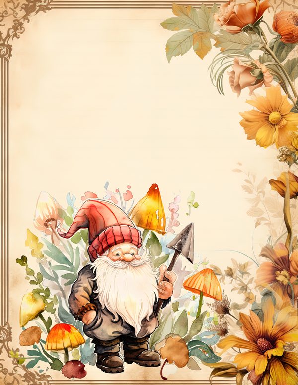 Autumn Garden Gnomes Watercolor Digital Paper Kit: Printable Papers, Cards, Tags, Ephemera — image 7