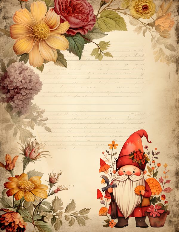 Autumn Garden Gnomes Watercolor Digital Paper Kit: Printable Papers, Cards, Tags, Ephemera — image 8