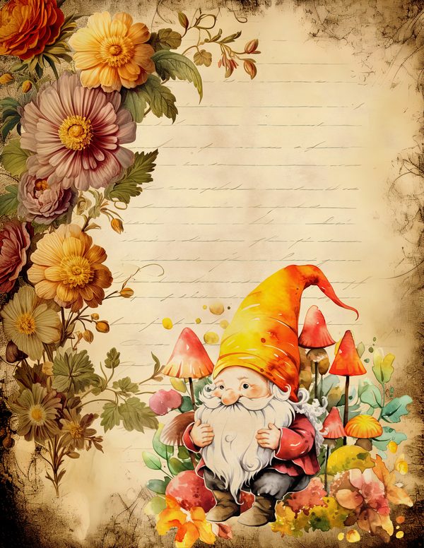 Autumn Garden Gnomes Watercolor Digital Paper Kit: Printable Papers, Cards, Tags, Ephemera — image 10