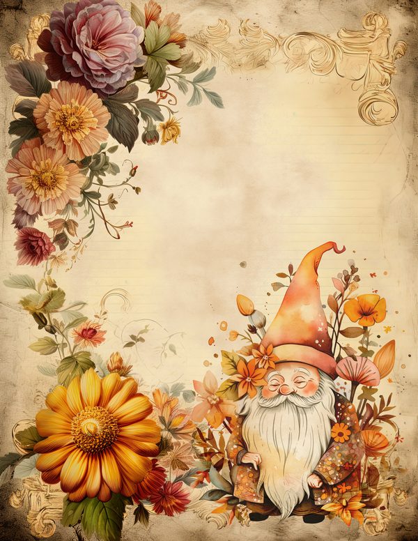 Autumn Garden Gnomes Watercolor Digital Paper Kit: Printable Papers, Cards, Tags, Ephemera — image 12