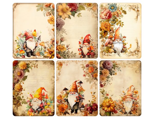 Autumn Garden Gnomes Watercolor Digital Paper Kit: Printable Papers, Cards, Tags, Ephemera — image 30