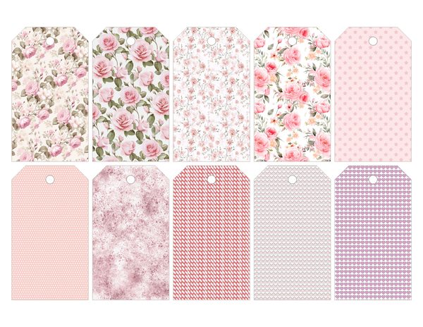 Pink Roses Pastel Watercolor Digital Paper Kit: Printable Papers, Cards, Tags, Ephemera — image 29