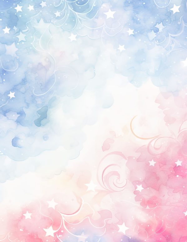 Watercolor Pastel Swirl Stars Background: Scrapbook Background Pages, (10 JPGs, Digital Download, Commercial Use) — image 5