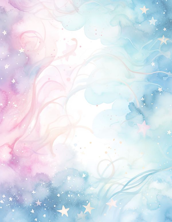 Watercolor Pastel Swirl Stars Background: Scrapbook Background Pages, (10 JPGs, Digital Download, Commercial Use) — image 10