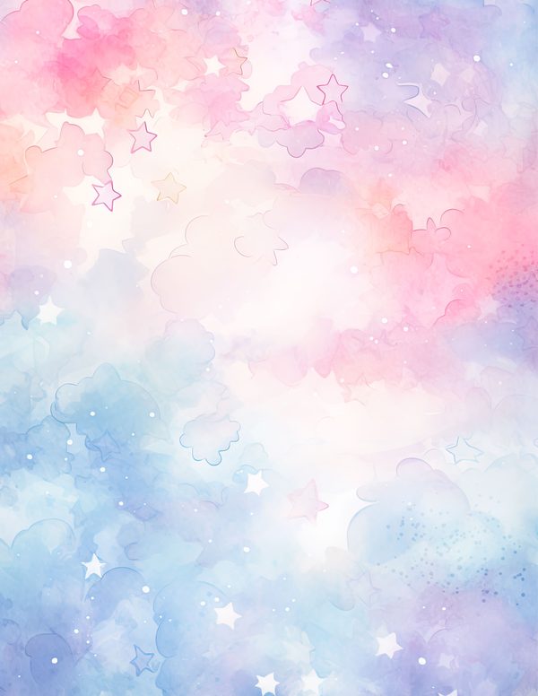 Watercolor Pastel Swirl Stars Background: Scrapbook Background Pages, (10 JPGs, Digital Download, Commercial Use) — image 12