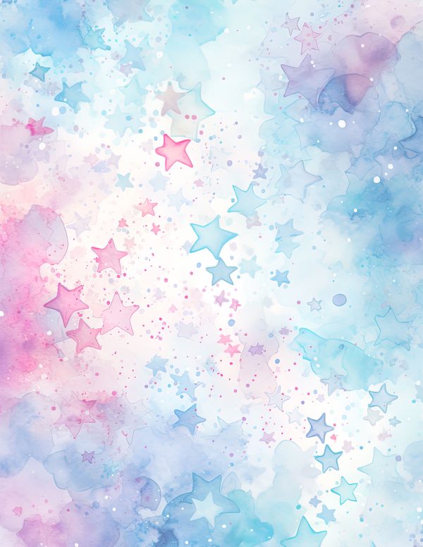 Watercolor Pastel Swirl Stars Background: Scrapbook Background Pages, (10 JPGs, Digital Download, Commercial Use) — image 15