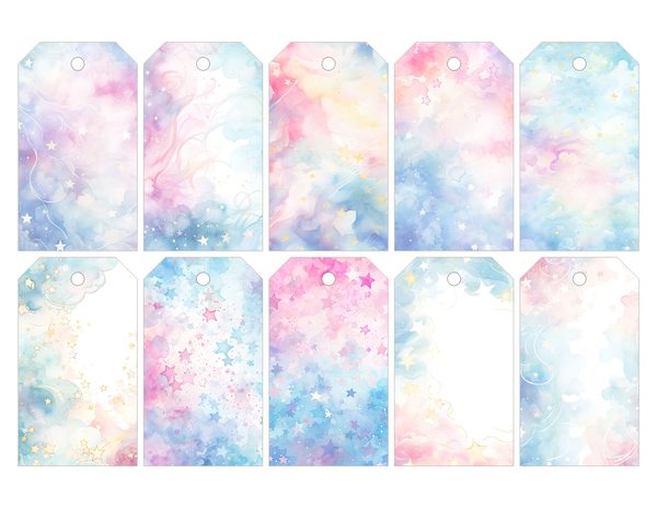 Watercolor Pastel Swirl Stars Background: Scrapbook Background Pages, (10 JPGs, Digital Download, Commercial Use) — image 33