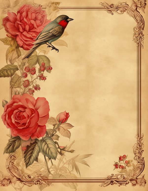Birds and Roses Watercolor Digital Paper Kit: Printable Papers, Cards, Tags, Ephemera — image 3