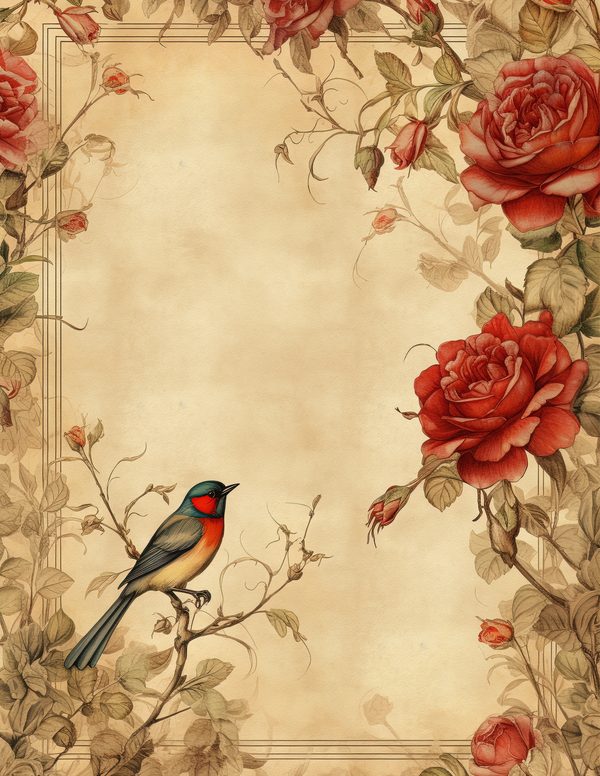 Birds and Roses Watercolor Digital Paper Kit: Printable Papers, Cards, Tags, Ephemera — image 4