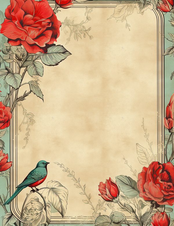 Birds and Roses Watercolor Digital Paper Kit: Printable Papers, Cards, Tags, Ephemera — image 5