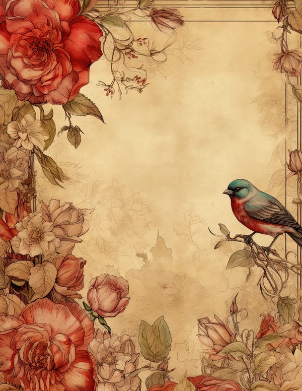 Birds and Roses Watercolor Digital Paper Kit: Printable Papers, Cards, Tags, Ephemera — image 6
