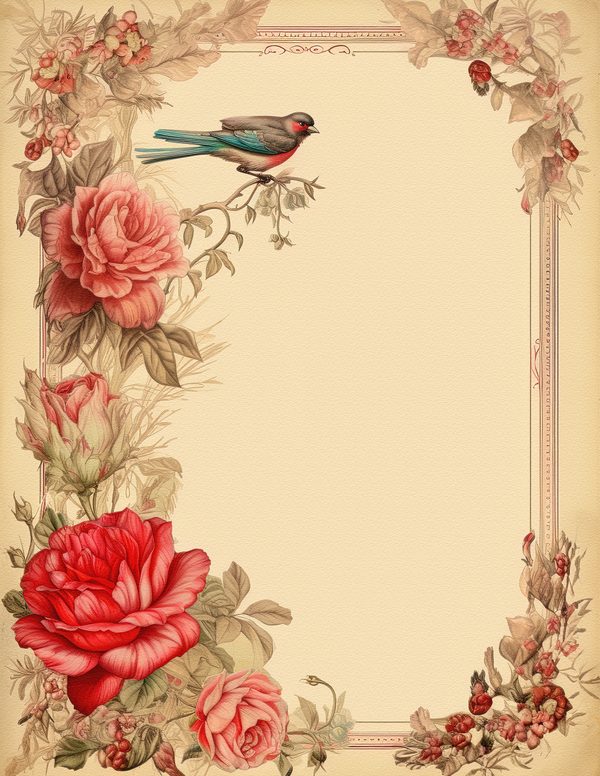 Birds and Roses Watercolor Digital Paper Kit: Printable Papers, Cards, Tags, Ephemera — image 8