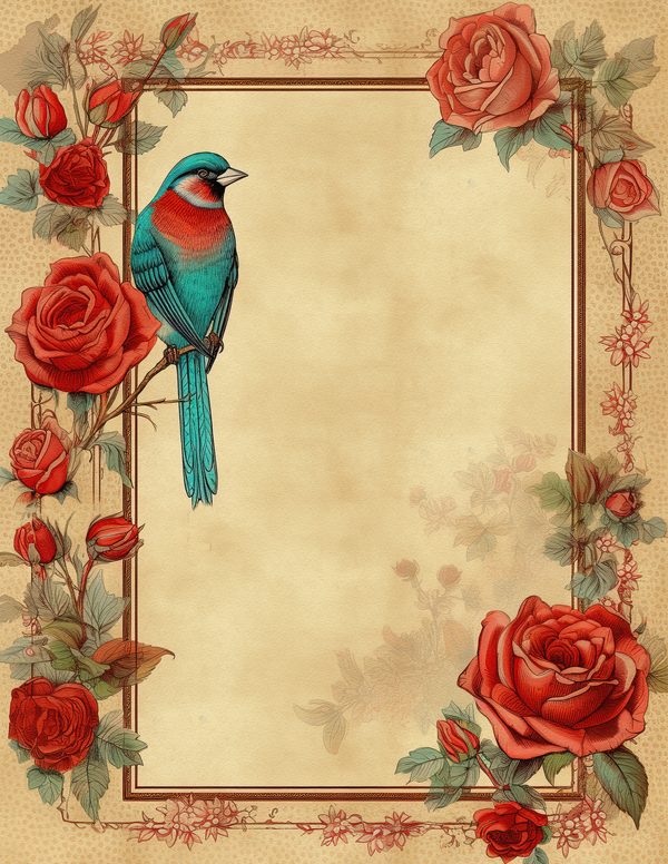 Birds and Roses Watercolor Digital Paper Kit: Printable Papers, Cards, Tags, Ephemera — image 9