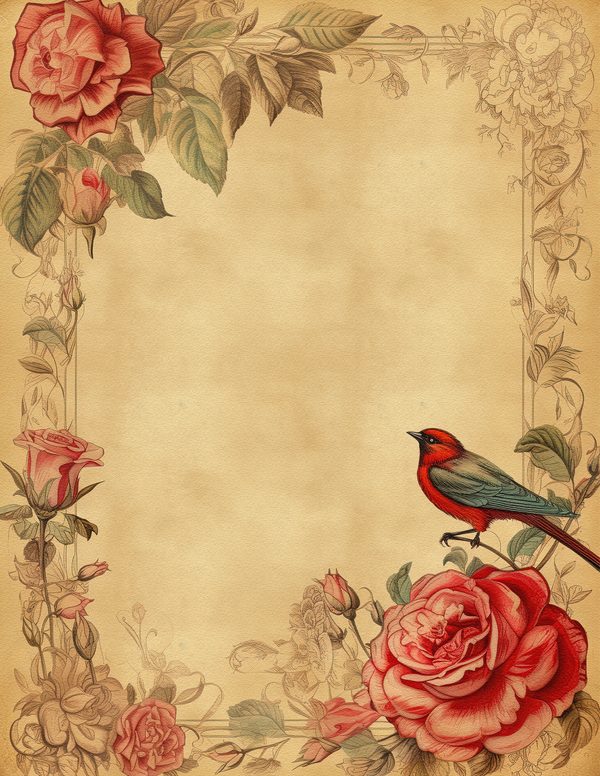 Birds and Roses Watercolor Digital Paper Kit: Printable Papers, Cards, Tags, Ephemera — image 10