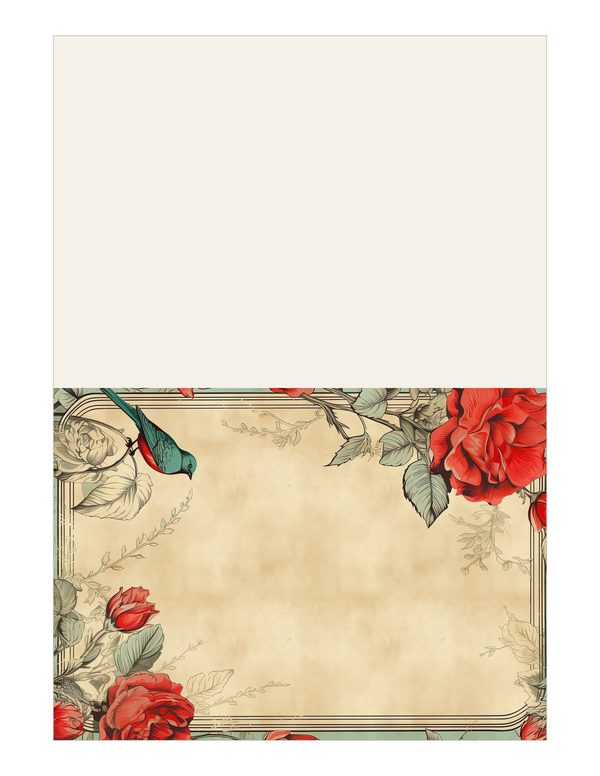 Birds and Roses Watercolor Digital Paper Kit: Printable Papers, Cards, Tags, Ephemera — image 15