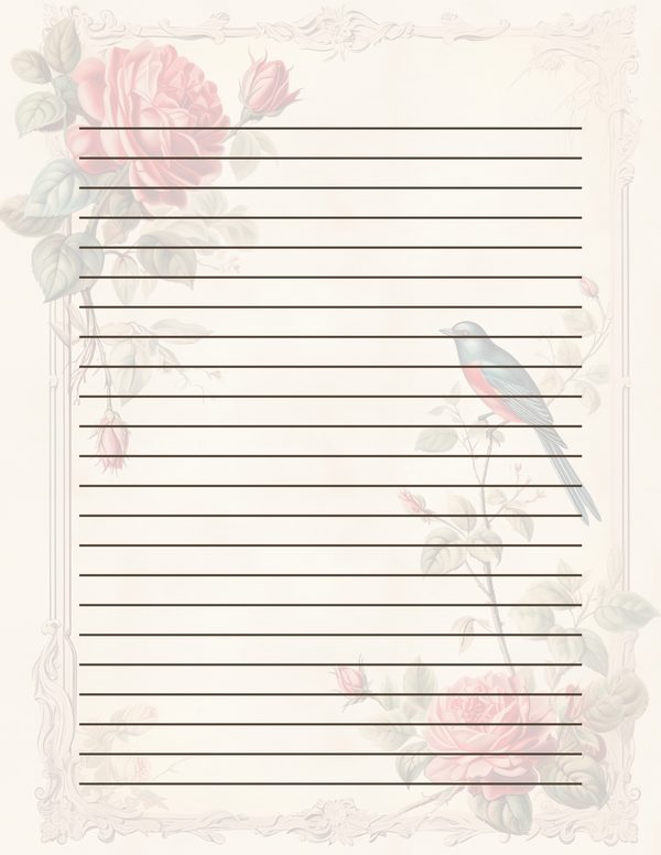 Birds and Roses Watercolor Digital Paper Kit: Printable Papers, Cards, Tags, Ephemera — image 31
