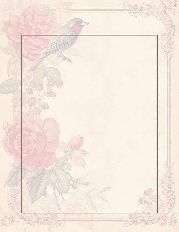 Birds and Roses Watercolor Digital Paper Kit: Printable Papers, Cards, Tags, Ephemera — image 33
