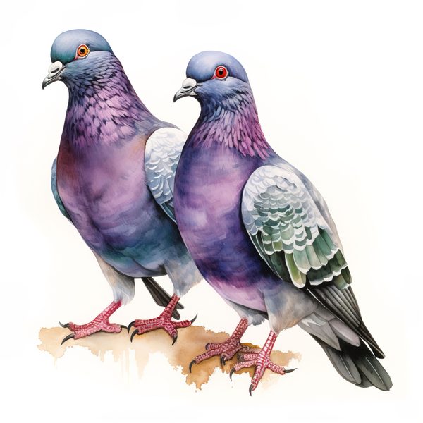 Watercolor Pigeon Couple Art: Valentine's Day Illustration (Digital Download) — image 7