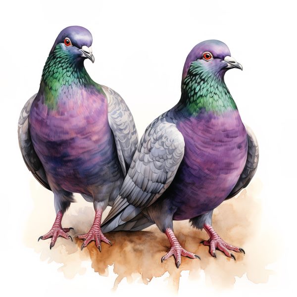 Watercolor Pigeon Couple Art: Valentine's Day Illustration (Digital Download) — image 8