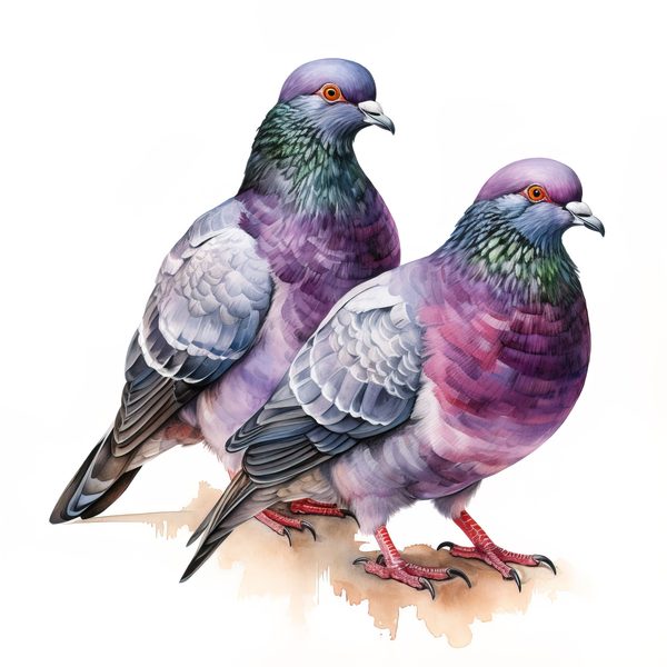 Watercolor Pigeon Couple Art: Valentine's Day Illustration (Digital Download) — image 10