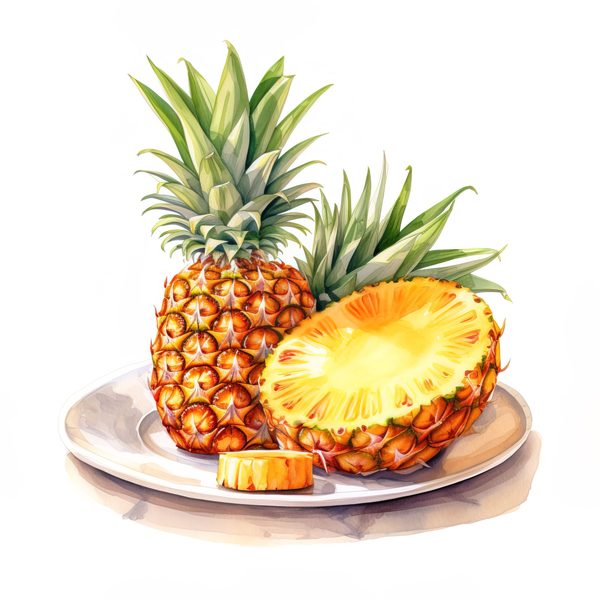 Watercolor Pineapple Clipart: Tropical Fruit PNG, Art Printable (Digital Download) — image 3