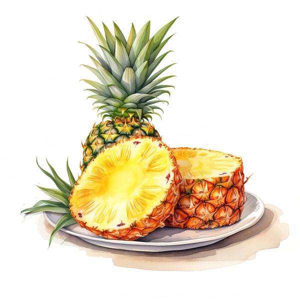 Watercolor Pineapple Clipart: Tropical Fruit PNG, Art Printable (Digital Download) — image 5