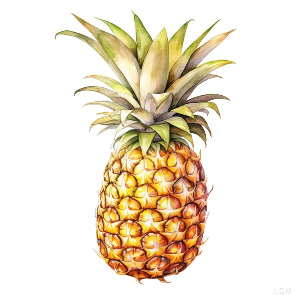 Watercolor Pineapple Clipart: Tropical Fruit PNG, Art Printable (Digital Download) — image 6