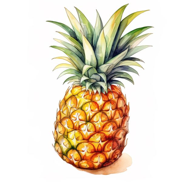 Watercolor Pineapple Clipart: Tropical Fruit PNG, Art Printable (Digital Download) — image 9