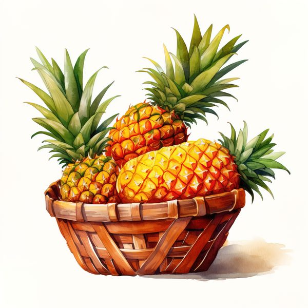Watercolor Pineapple Clipart: Tropical Fruit PNG, Art Printable (Digital Download) — image 13