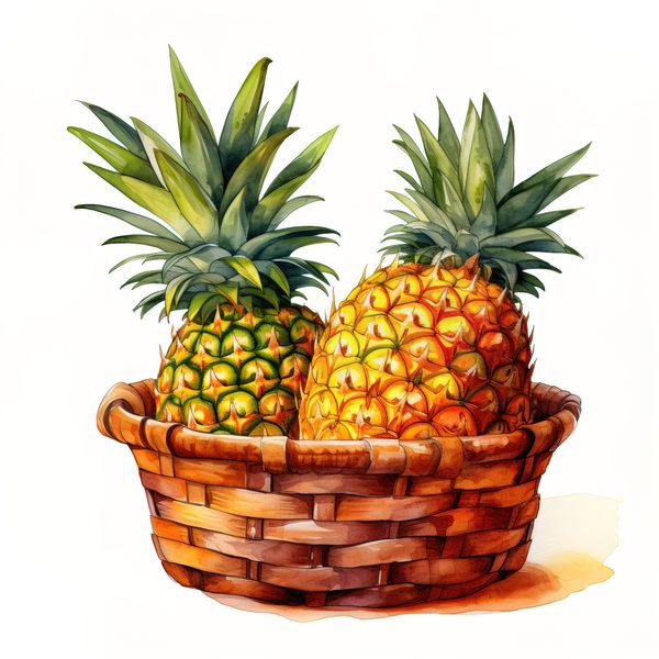 Watercolor Pineapple Clipart: Tropical Fruit PNG, Art Printable (Digital Download) — image 14