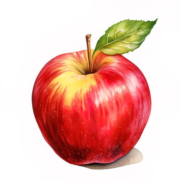 Watercolor Apple Clipart: Red Apples in Basket (PNG JPG, 300dpi) — image 1