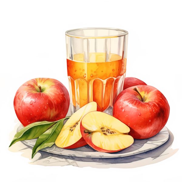 Watercolor Apple Clipart: Red Apples in Basket (PNG JPG, 300dpi) — image 3