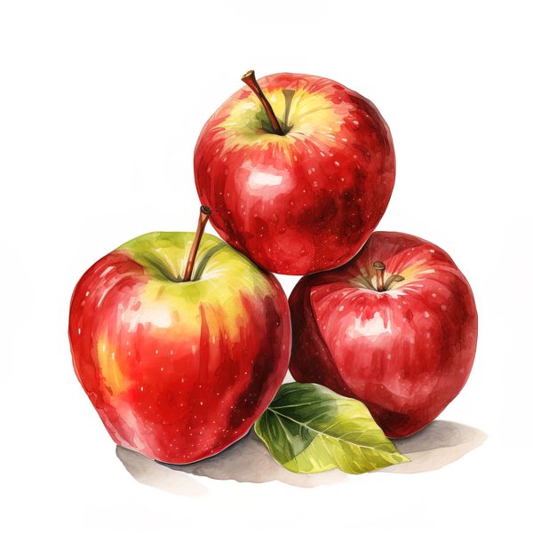 Watercolor Apple Clipart: Red Apples in Basket (PNG JPG, 300dpi) — image 4