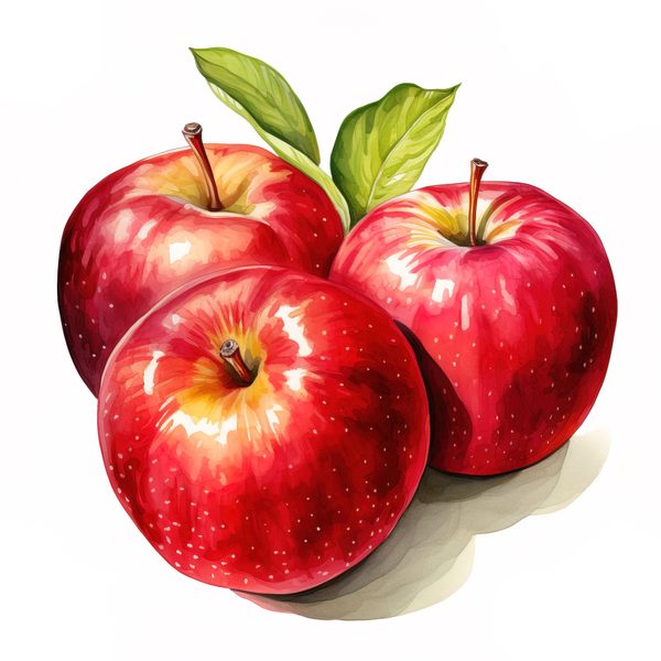 Watercolor Apple Clipart: Red Apples in Basket (PNG JPG, 300dpi) — image 5